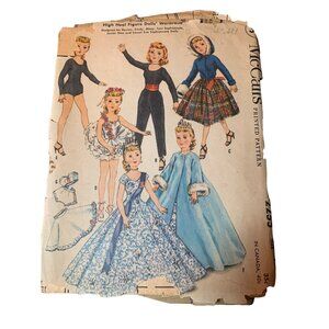Vintage 1950s McCalls High Heel Figure 12" Dolls Wardrobe Sewing Pattern 2255